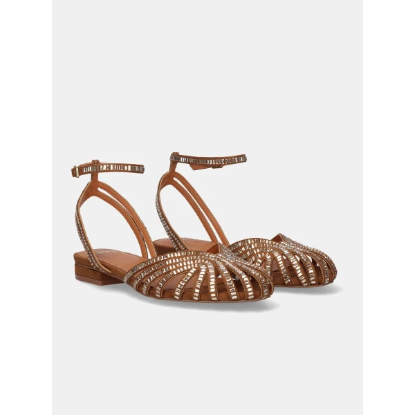 EXE' - Sandalo strisce cuoio con strass - 703