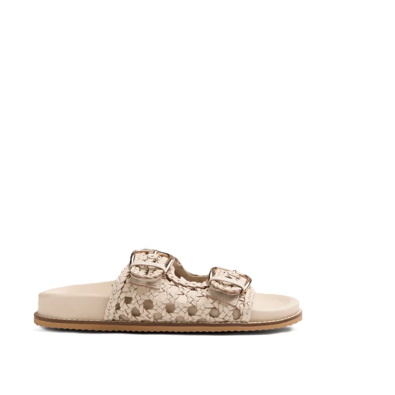 GIOSEPPO - Ciabatta in pelle intrecciata beige - 