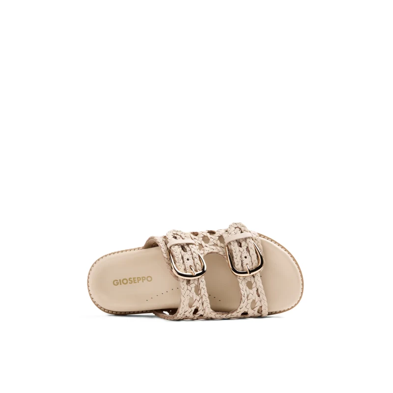 GIOSEPPO - Ciabatta in pelle intrecciata beige - 