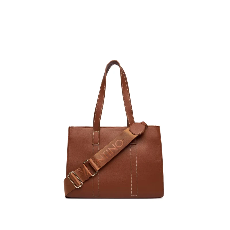 VALENTINO - Borsa cuoio shopping con logo - vbs9ob01