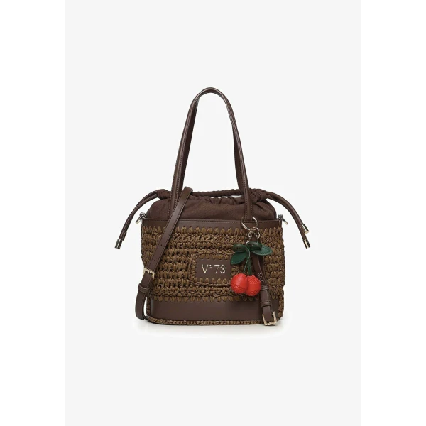 V73 - Borsa marrone in raffia - 73bs9m303