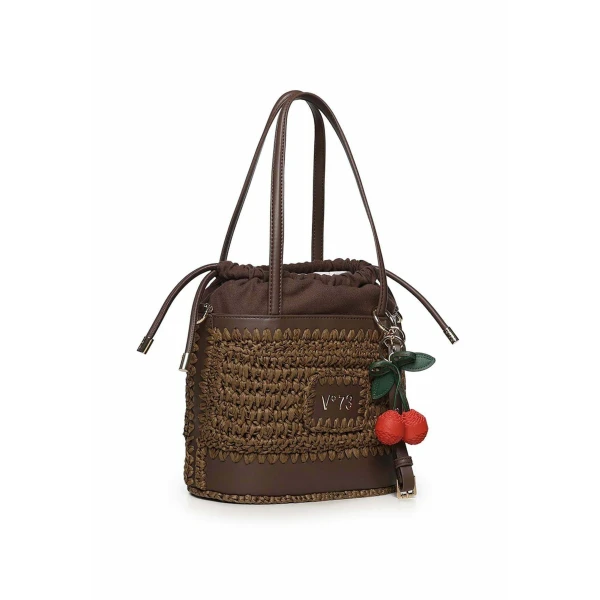 V73 - Borsa marrone in raffia - 73bs9m303