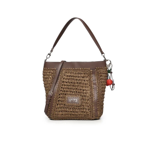 V73 - Borsa marrone in raffia - 73bs9m302