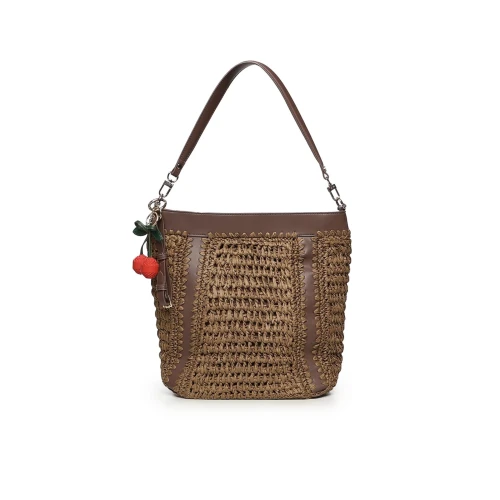 V73 - Borsa marrone in raffia - 73bs9m302 2