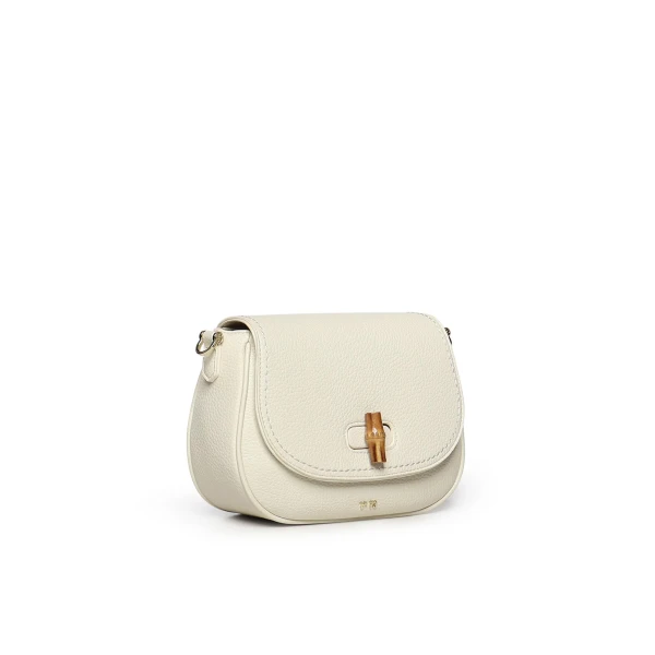 V73 - Borsa bianca con chiusura bambu' - 73bs9m607