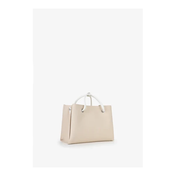 VALENTINO - Borsa beige e bianca in tessuto - vbsa0d02