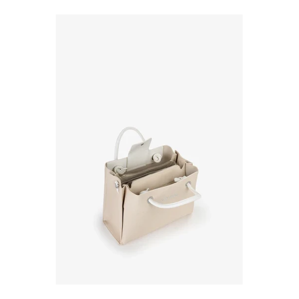 VALENTINO - Borsa beige e bianca in tessuto - vbsa0d02