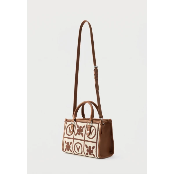 VALENTINO - Borsa beige e cuoio in tessuto - vbs9xf04