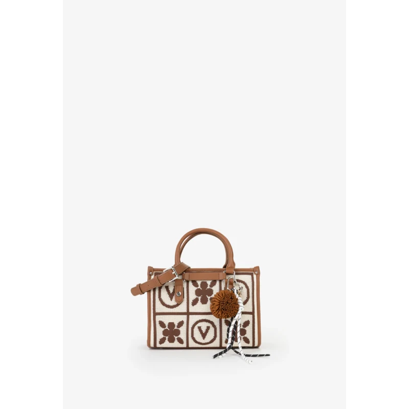 VALENTINO - Borsa beige e cuoio in tessuto - vbs9xf05