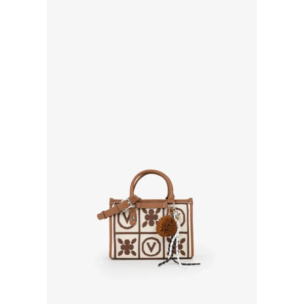 VALENTINO - Borsa beige e cuoio in tessuto - vbs9xf05