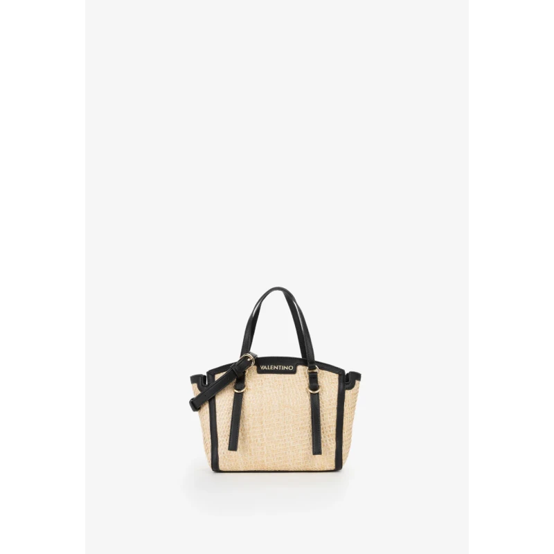 VALENTINO - Borsa beige e nera in raffia - vbs9r904