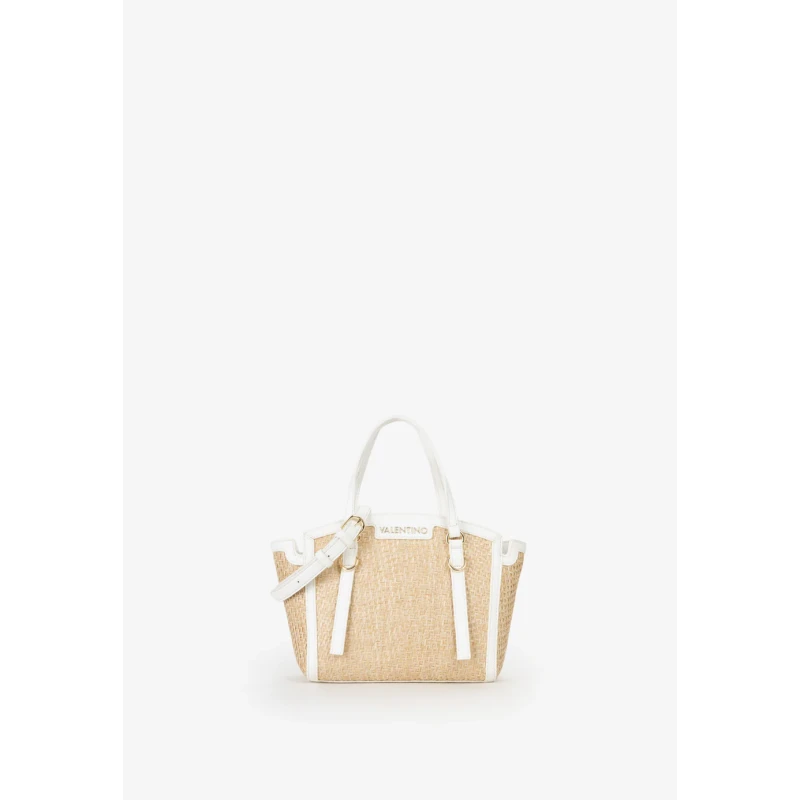 VALENTINO - Borsa beige e bianca in raffia - vbs9r904