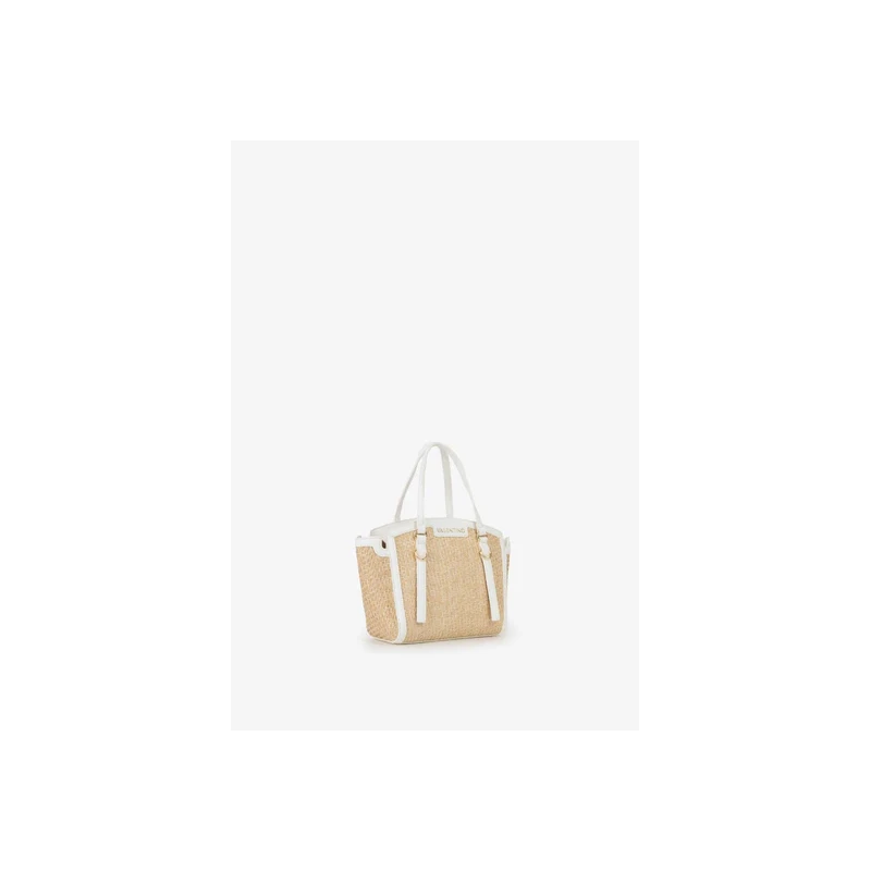 VALENTINO - Borsa beige e bianca in raffia - vbs9r904