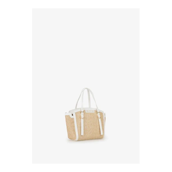 VALENTINO - Borsa beige e bianca in raffia - vbs9r904