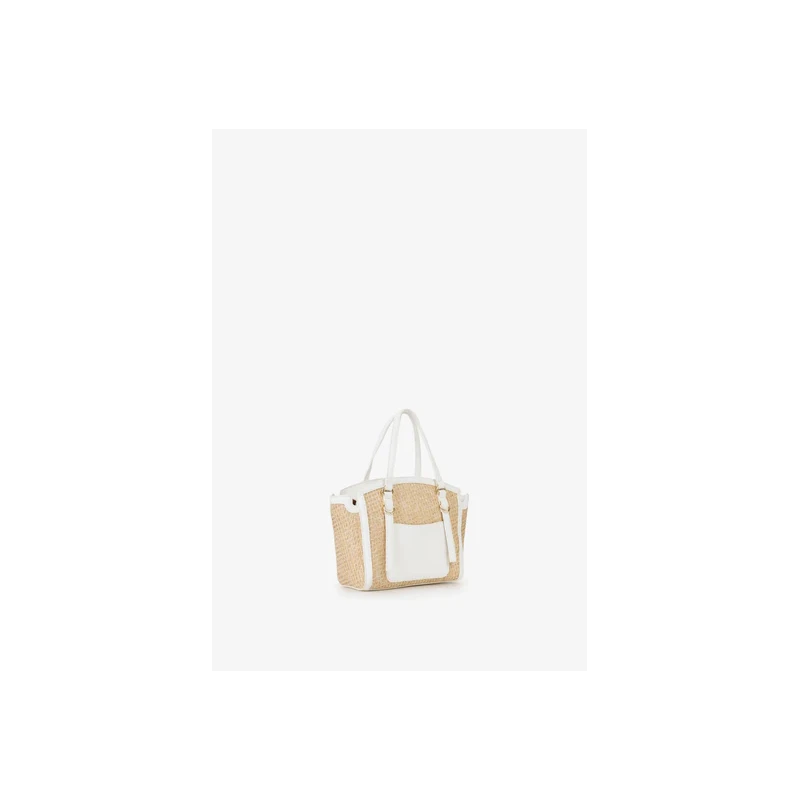 VALENTINO - Borsa beige e bianca in raffia - vbs9r904