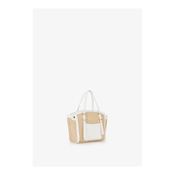 VALENTINO - Borsa beige e bianca in raffia - vbs9r904