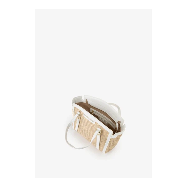 VALENTINO - Borsa beige e bianca in raffia - vbs9r904