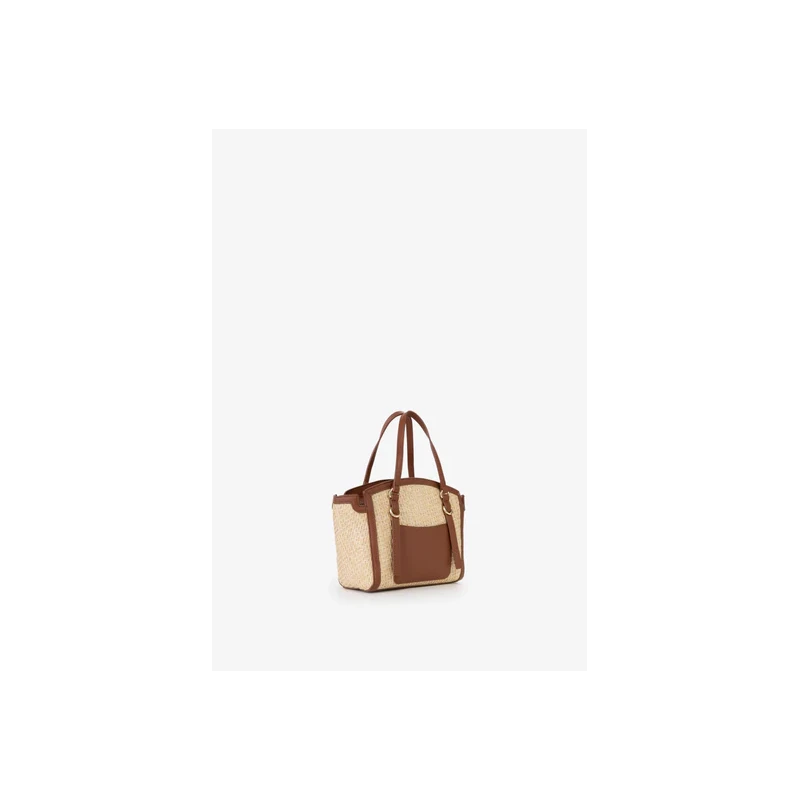 VALENTINO - Borsa beige e cuoio in raffia - vbs9r904