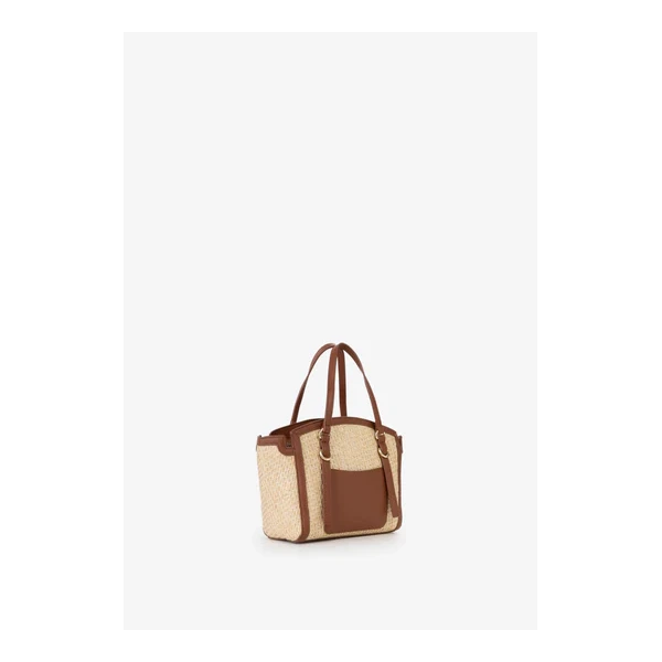 VALENTINO - Borsa beige e cuoio in raffia - vbs9r904