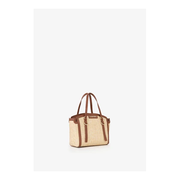 VALENTINO - Borsa beige e cuoio in raffia - vbs9r904