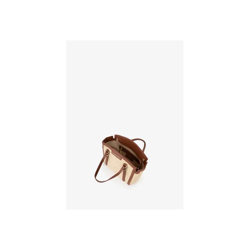 VALENTINO - Borsa beige e cuoio in raffia - vbs9r904