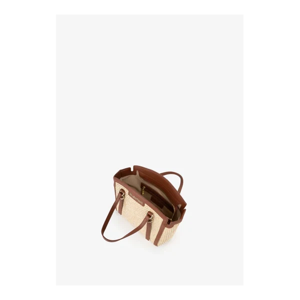 VALENTINO - Borsa beige e cuoio in raffia - vbs9r904