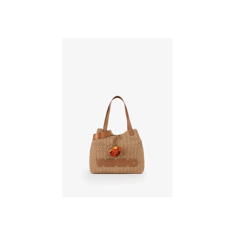 VALENTINO - Borsa shopping in raffia cuoio - vbs9ov05
