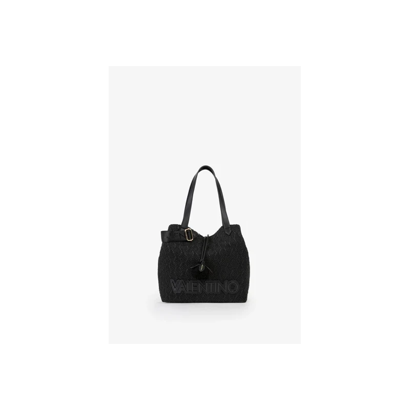 VALENTINO - Borsa shopping in raffia nera - vbs7gg01pag