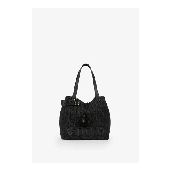 VALENTINO - Borsa shopping in raffia nera - vbs7gg01pag