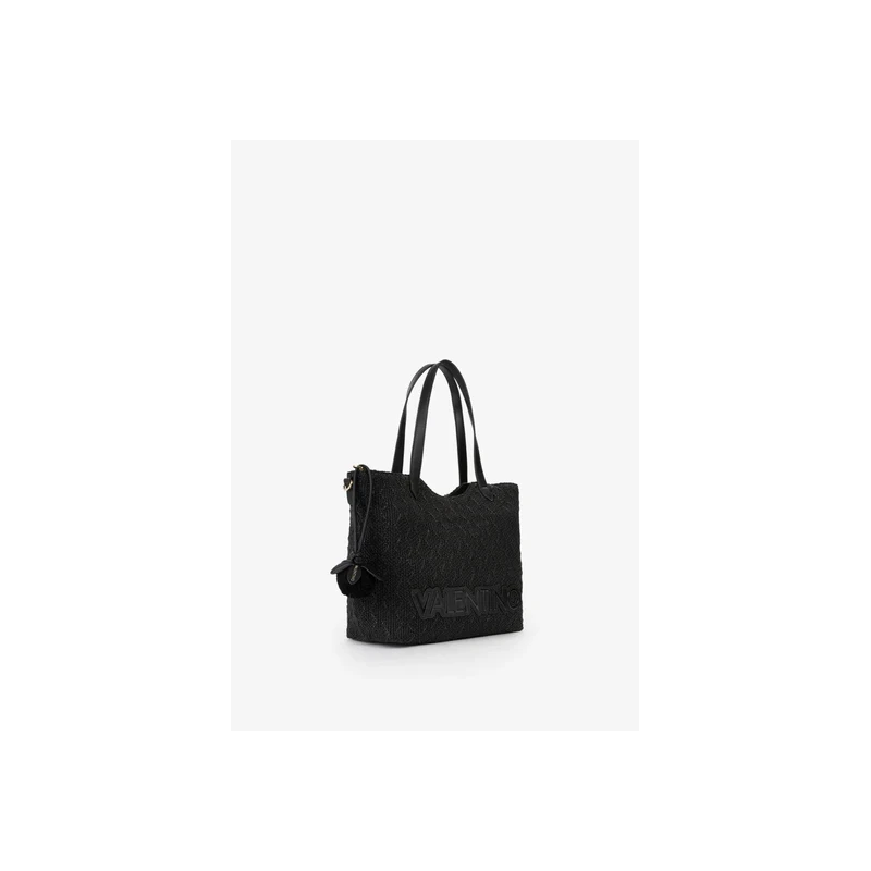 VALENTINO - Borsa shopping in raffia nera - vbs7gg01pag