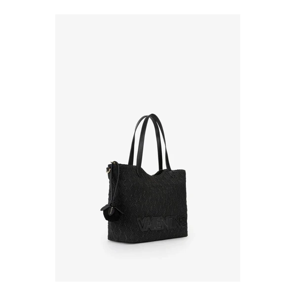 VALENTINO - Borsa shopping in raffia nera - vbs7gg01pag