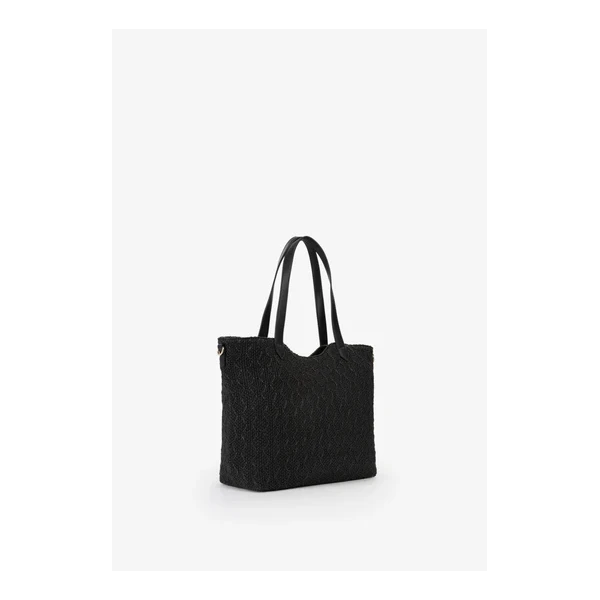 VALENTINO - Borsa shopping in raffia nera - vbs7gg01pag
