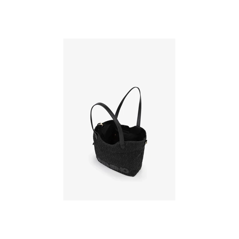 VALENTINO - Borsa shopping in raffia nera - vbs7gg01pag