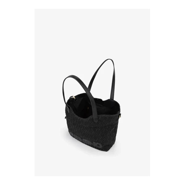 VALENTINO - Borsa shopping in raffia nera - vbs7gg01pag