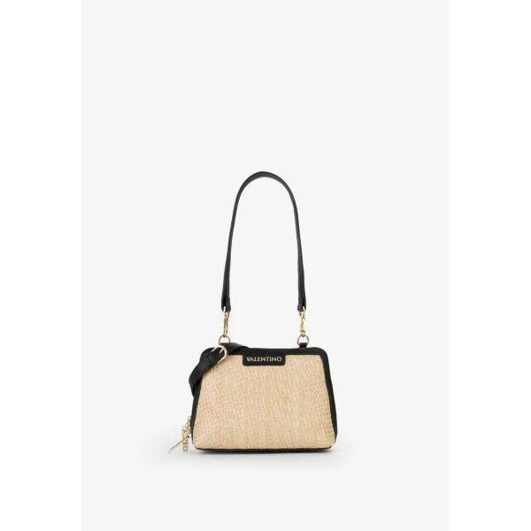 VALENTINO - Borsa beige e nera in raffia - vbs9r942