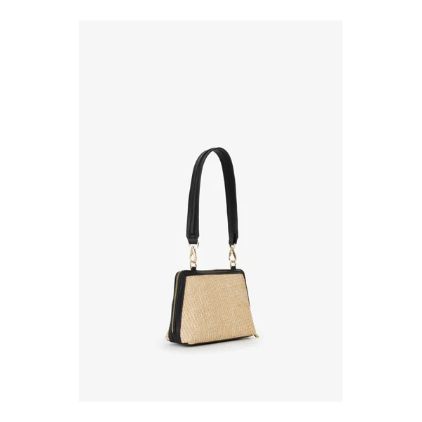 VALENTINO - Borsa beige e nera in raffia - vbs9r942