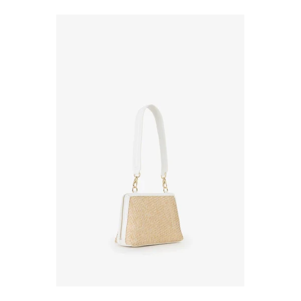 VALENTINO - Borsa beige e bianca in raffia - vbs9r942