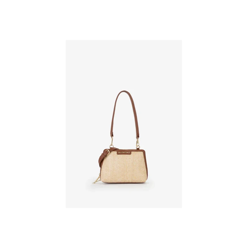 VALENTINO - Borsa beige e cuoio in raffia - vbs9r942
