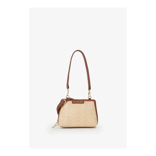 VALENTINO - Borsa beige e cuoio in raffia - vbs9r942