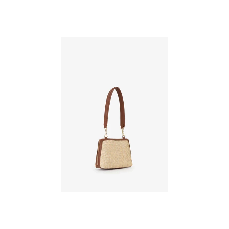 VALENTINO - Borsa beige e cuoio in raffia - vbs9r942