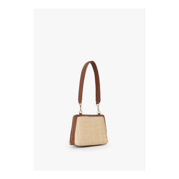 VALENTINO - Borsa beige e cuoio in raffia - vbs9r942