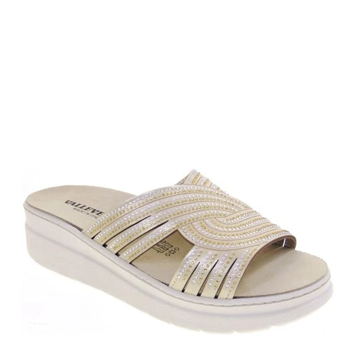 VALLEVERDE - Ciabatta platino con strass - 55601