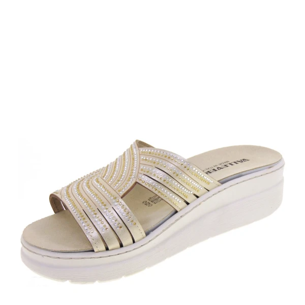 VALLEVERDE - Ciabatta platino con strass - 55601