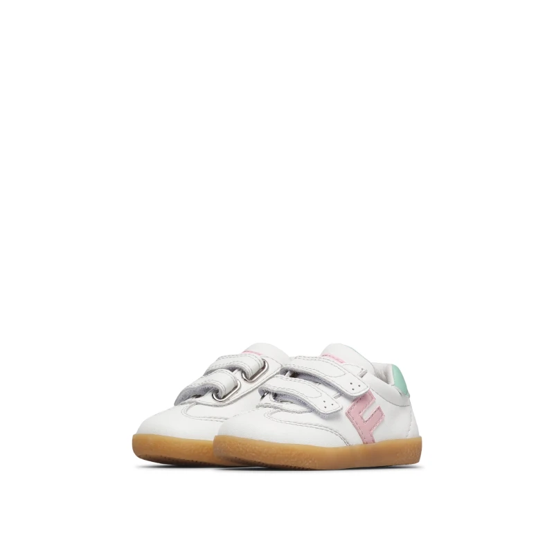 FALCOTTO - Sneakers bianca e rosa con velcro -