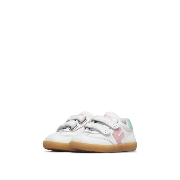 FALCOTTO - Sneakers bianca e rosa con velcro -