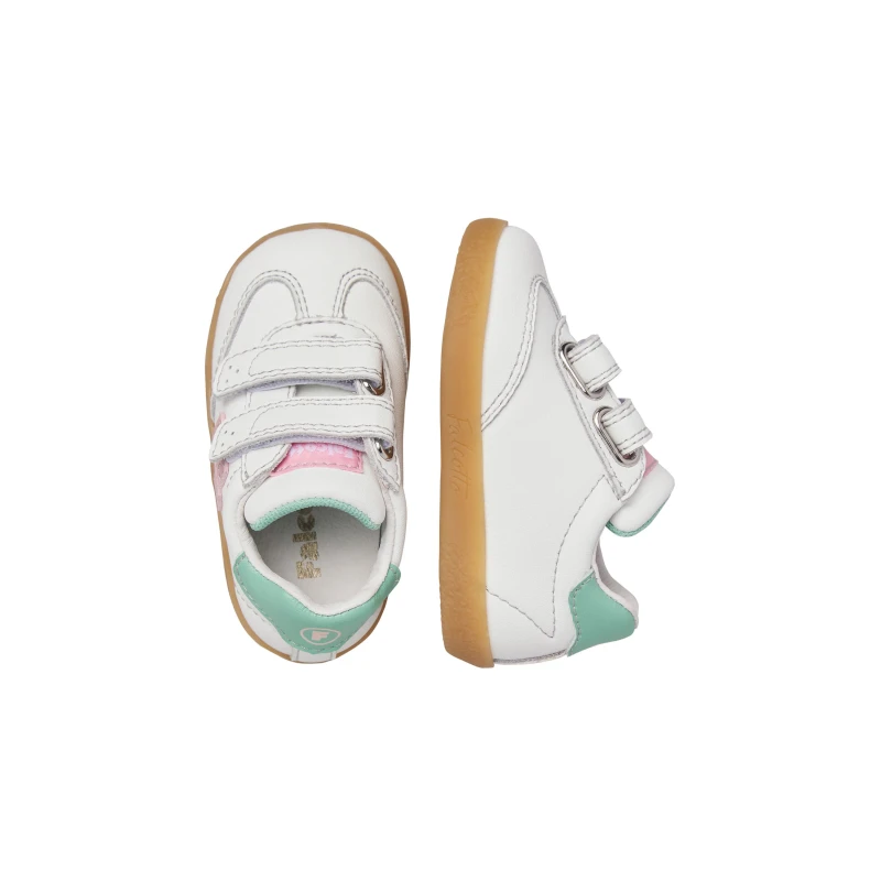 FALCOTTO - Sneakers bianca e rosa con velcro -