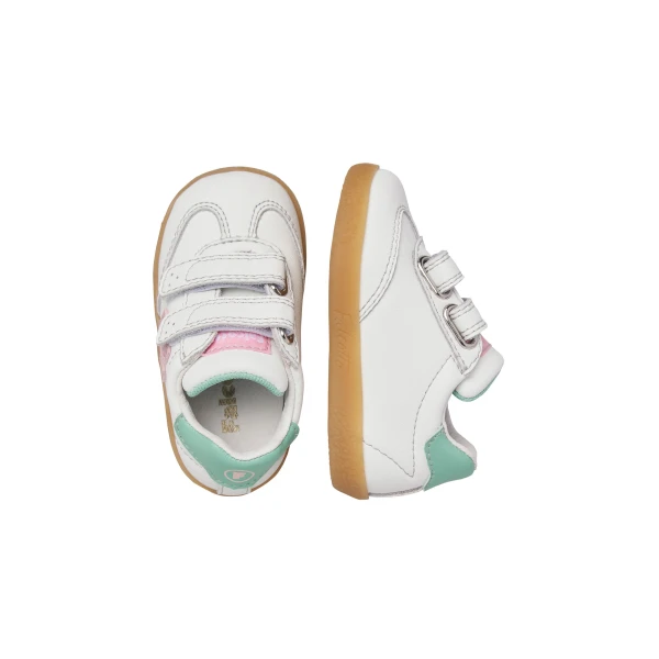 FALCOTTO - Sneakers bianca e rosa con velcro -