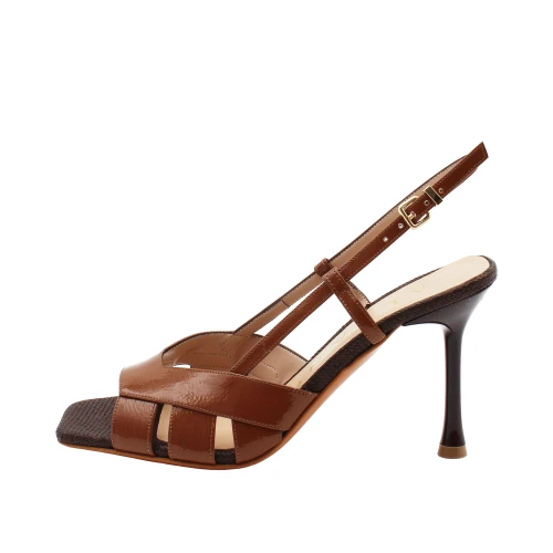 ALBANO - Sandalo marrone in vernice - 5605