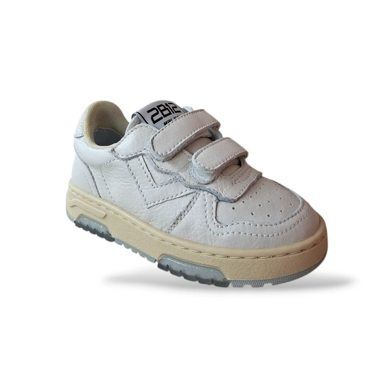 2B12 - Sneakers bianca in pelle con velcro - minihyper-052