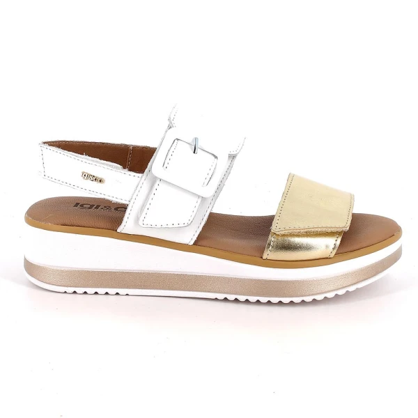 IGI&CO - Sandalo bianco e oro con zeppa - 1186533